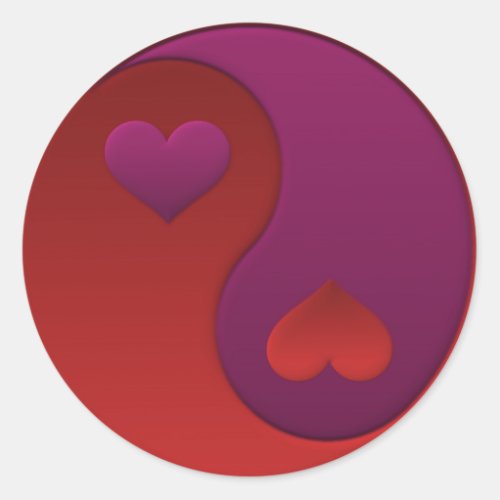 Valentine Yin Yang Classic Round Sticker