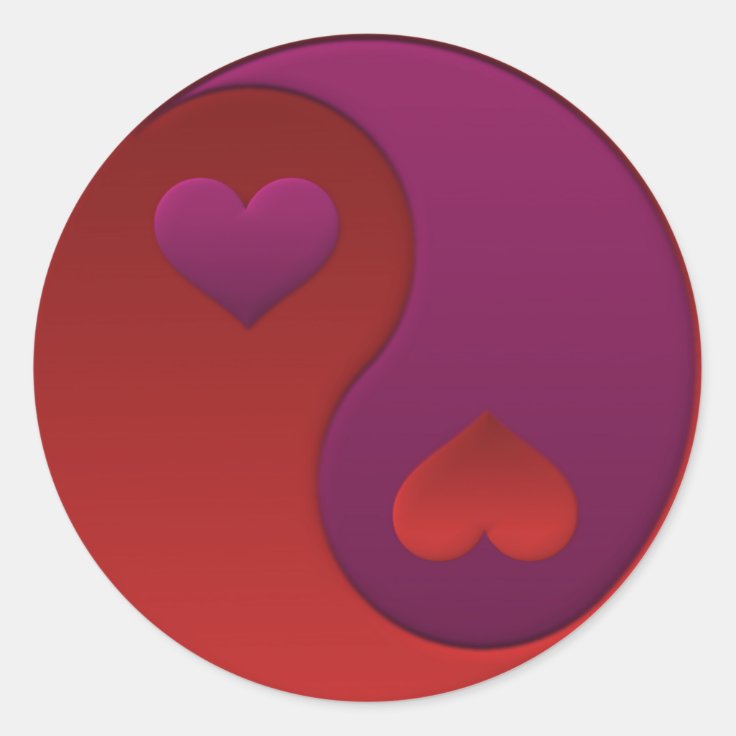 Valentine Yin Yang Classic Round Sticker | Zazzle