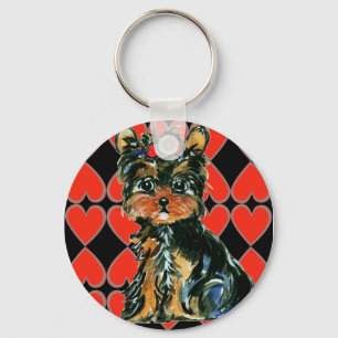 Valentine Yorkie Poo Keychain