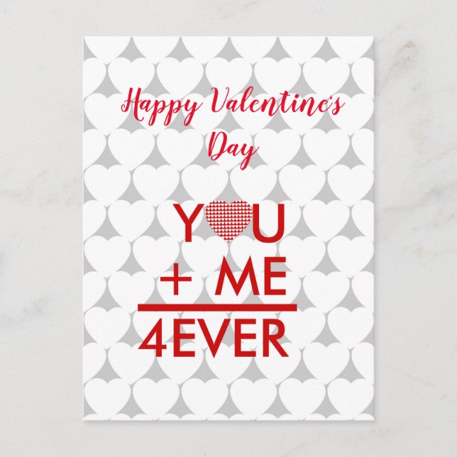 Valentine, you and me forever personalized postcard (Front)