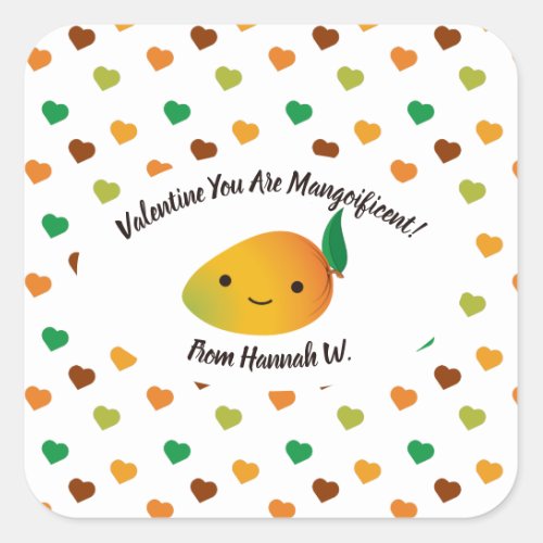 Valentine You Are Mangoificent Mango Square Sticker