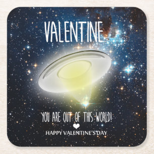 Valentine, you are out of this world! square paper coaster