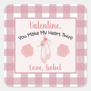 Valentine You Make My Heart Twirl Square Sticker