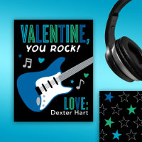 Valentine You Rock Blue Guitar Kids Valentines Day