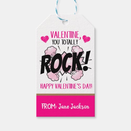 Valentine You Rock Gift Tag