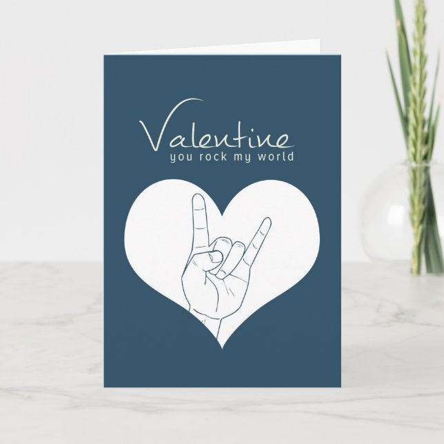 Valentine You Rock My World Holiday Card (Front)