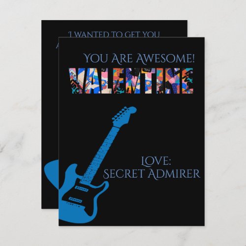 Valentine You Rock Red Guitar Kids Valentines Day Note Card