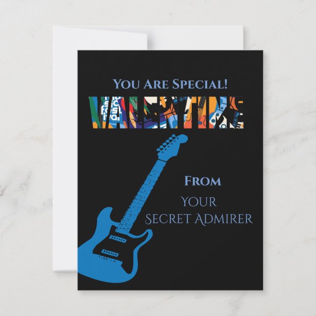 Valentine You Rock Red Guitar Kids Valentine's Day Note Card (Front)