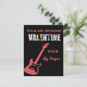 Valentine You Rock Red Guitar Kids Valentine's Day Note Card