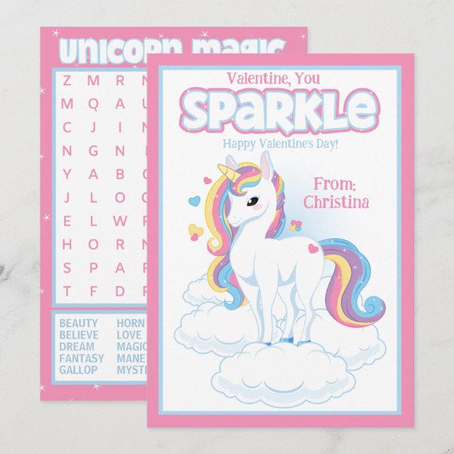 Valentine You Sparkle Classroom Valentine's Day Invitation (Front/Back)