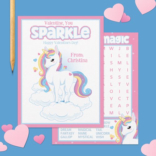 Valentine You Sparkle Classroom Valentines Day No Note Card