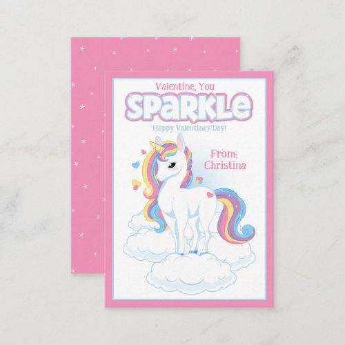 Valentine You Sparkle Classroom Valentines Day Note Card