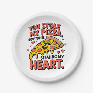 Valentine You Stole My Pizza Heart Paper Plates
