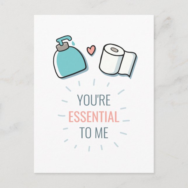 Valentine You're Essential To Me Holiday Postcard (Front)