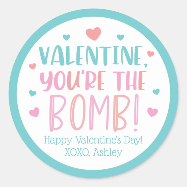 Valentine, You're The Bomb Stickers (Front)