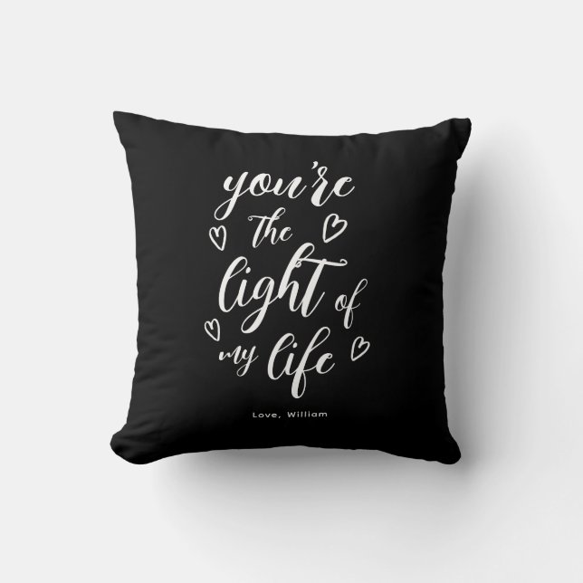 Valentine You're the Light of my Life Pastel Pink Throw Pillow (Front)