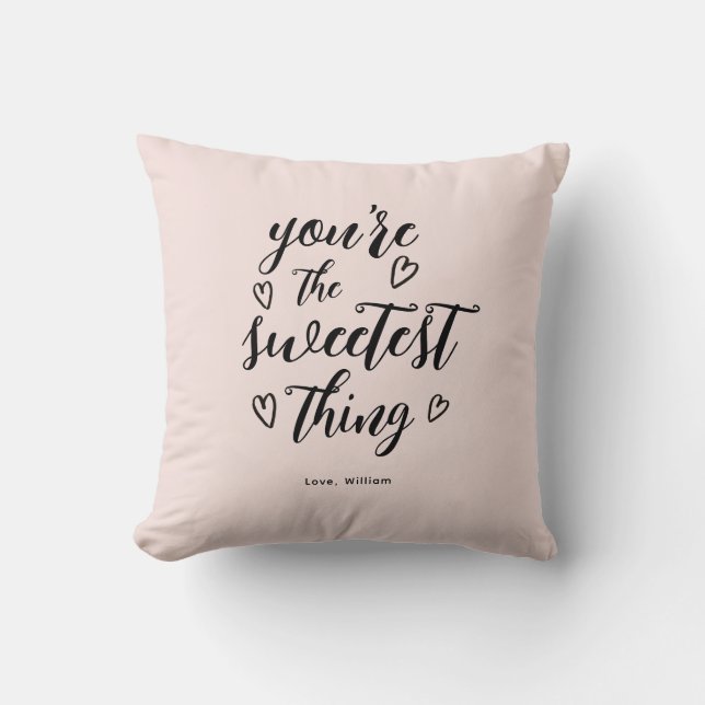 Valentine You're the Sweetest Thing Pastel Pink Throw Pillow (Front)