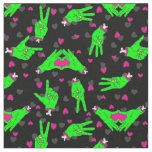 valentine zombie love heart hands halloween  fabric