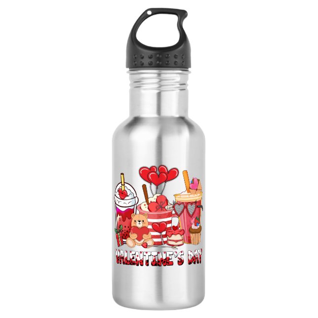 valentine'day coffee stainless steel water bottle (Front)