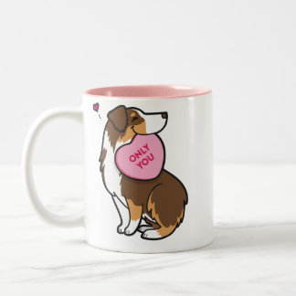 Valentine's 2015-Australian Shepherd-Red Tri-Color Two-Tone Coffee Mug