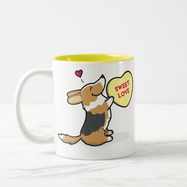 Valentine's 2015 Cardigan Corgi Tri-Col Coffee Mug (Left)