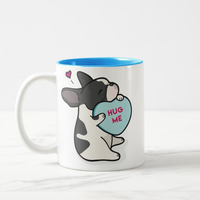 Valentine's 2015-French Bulldog-Black Pied Coffee Two-Tone Coffee Mug (Left)