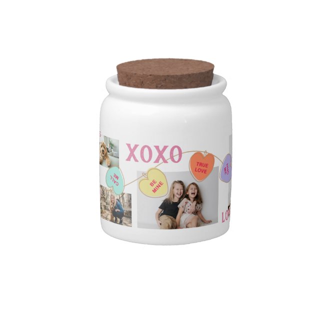 Valentines 4 Photo Collage Candy Jar (Front)