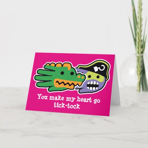 Valentines alligator and captain hook holiday card