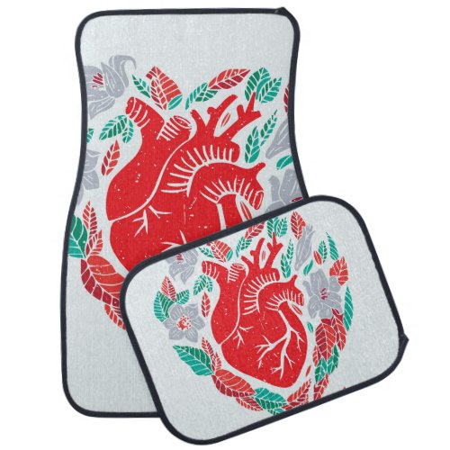 Valentines Anatomical Heart Unique Card Car Floor Mat