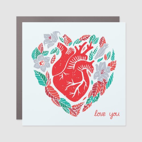 Valentines Anatomical Heart Unique Card Car Magnet