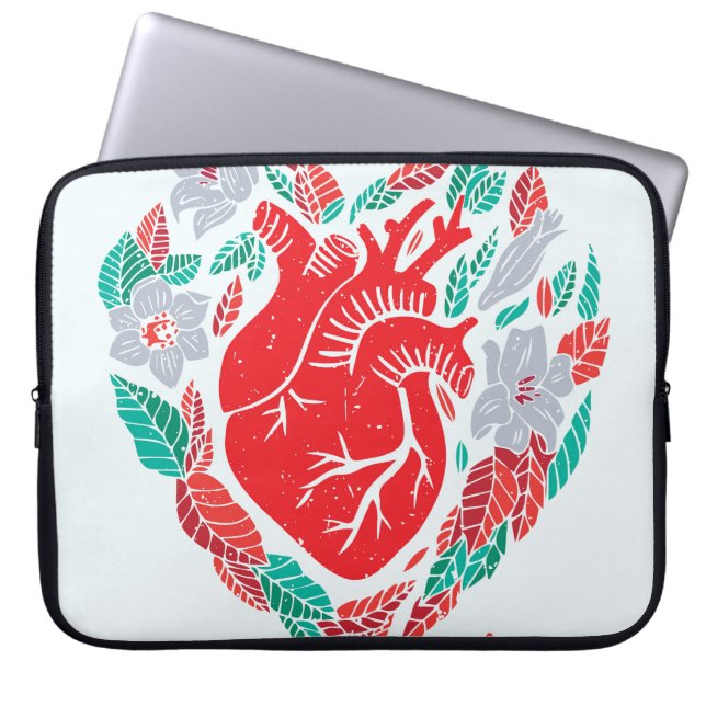Valentine's Anatomical Heart: Unique Card Laptop Sleeve (Front)