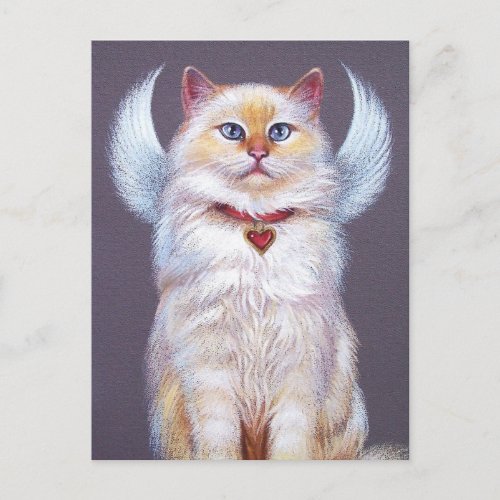 Valentines Angel Ragdoll cat Holiday Postcard