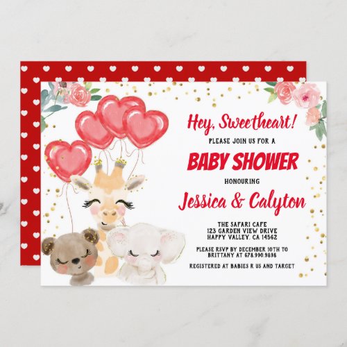 Valentines Baby Shower By Mail Cute Animals Masks Invitation