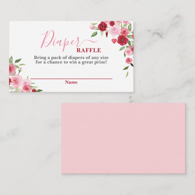 Valentines Baby Shower Diaper Raffle Card (Front/Back)