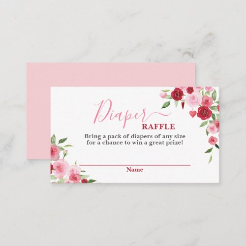 Valentines Baby Shower Diaper Raffle Card