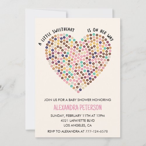 Valentines baby shower invitation donut heart