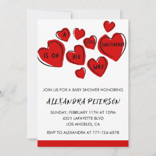 Valentines baby shower invitation red sweet heart