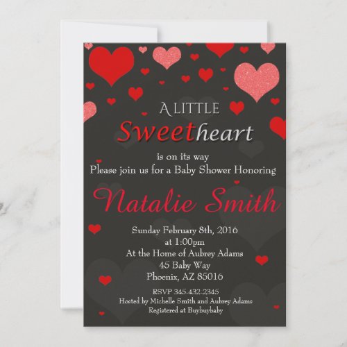 Valentines Baby Shower Invitation Sweetheart Invitation