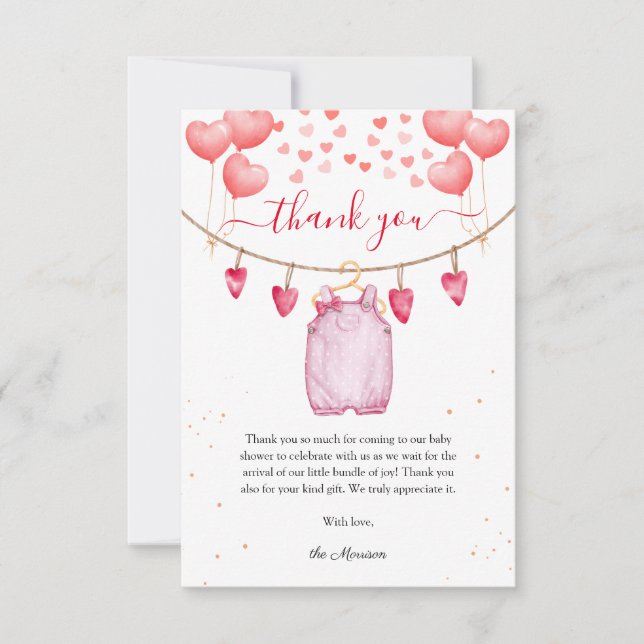 Valentine's Baby Shower Thank You Card (Front)