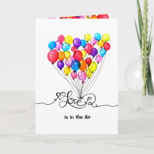 Valentines BALLOON LOVE is in the Air  Heart Holiday Card