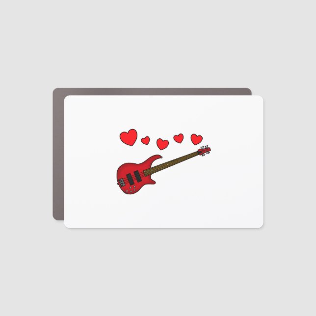 Valentines Bass Guitar Bassist Wedding Musician Car Magnet (Front)