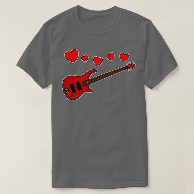 Valentines Bass Guitar Bassist Wedding Musician T-Shirt (Design Front)