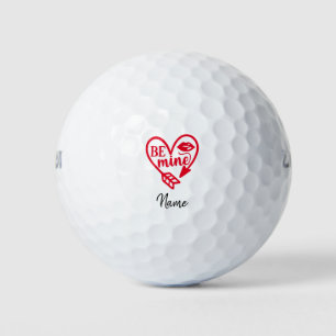 Valentine's Be Mine with red heart to golfer Golf Balls