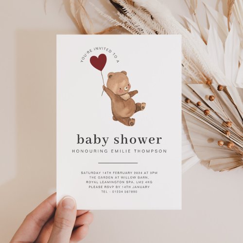 Valentines Bear Baby Shower Invitation