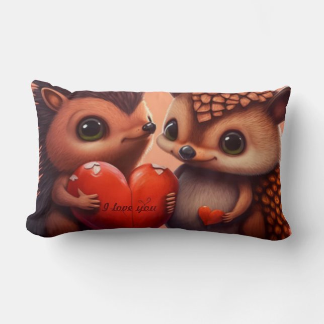 Valentine's bear cartoon custom  lumbar pillow (Front)
