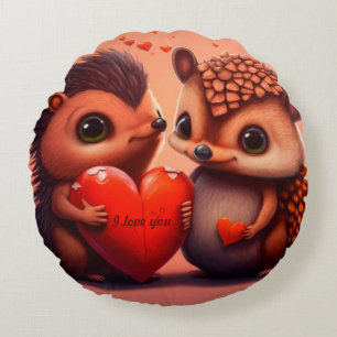 Valentine's bear cartoon custom round pillow