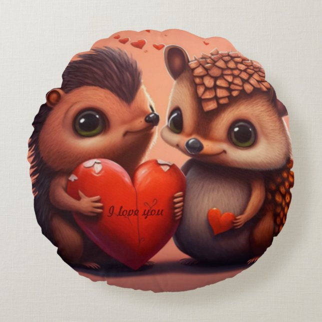 Valentine's bear cartoon custom  round pillow (Front)