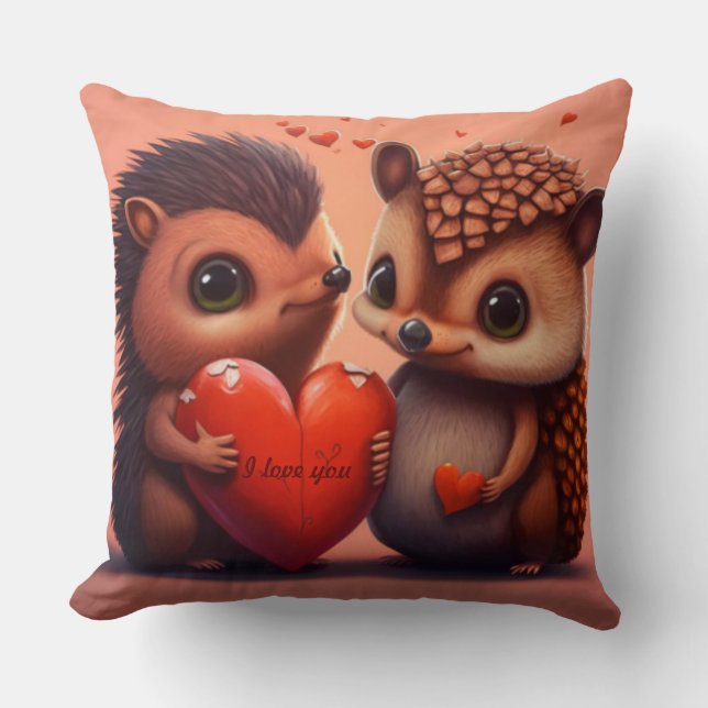 Valentine's bear cartoon custom  throw pillow (Front)
