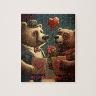 Valentine's bear cartoon jigsaw puzzle
