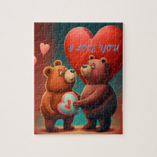 Valentine's bear cartoon  jigsaw puzzle